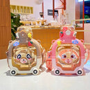 Axyaa Kawaii Bear Kids Water Bottle 1000ml with Straw - BPA Free, Cute Design