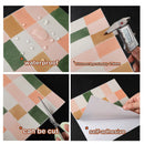 Axyaa Retro Pink&Green Vinyl Tile Backsplash Panel for Kitchen, Bathroom, Stairs