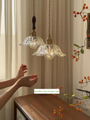 Axyaa Snowflake Pendant Light with Glass Shade in Brass & Walnut Finish