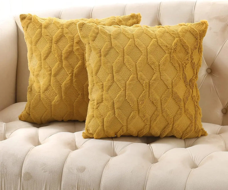 Axyaa Beige Throw Pillow Cover 45x45cm - Solid Decorative Cushion for Sofa and Bedroom