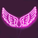 Axyaa Angel Wing Pink Neon LED Sign for Girl Bedroom and Wedding Decor