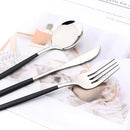 Axyaa 24pcs Stainless Steel Cutlery Set Fork Teaspoon Knife Silverware Flatware