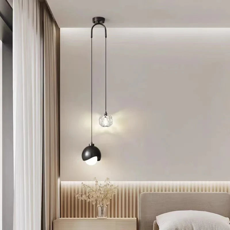 Axya Crystal Pendant Lights: Modern LED Luxury Glass Ball Hanging Lamp