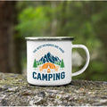 Axyaa Mountain Handle Camping Mug - Adventure Begin Enamel Cup for Camper Lovers