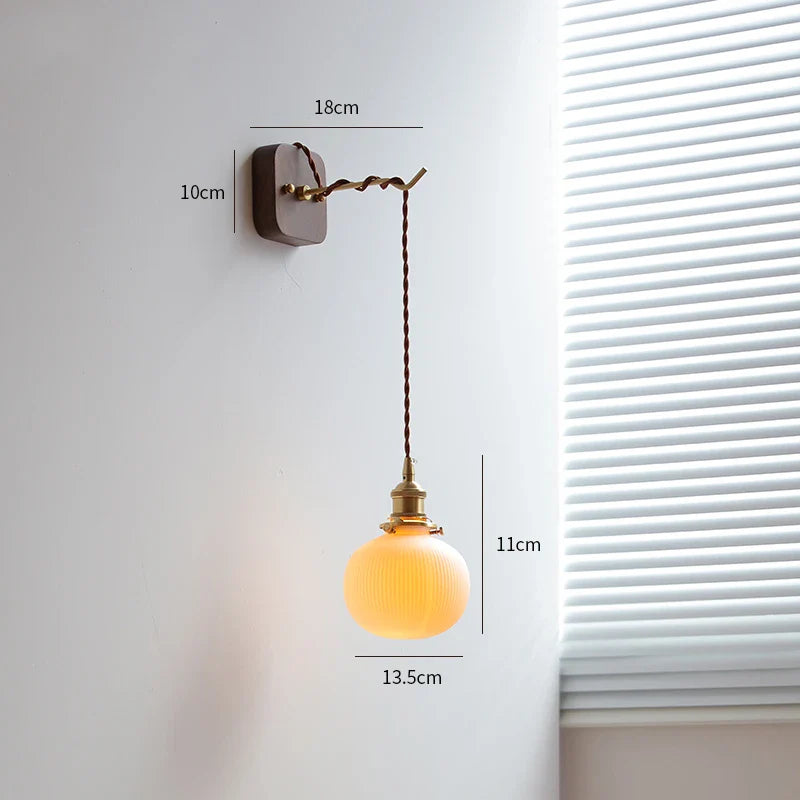 Axyaa Walnut Wooden LED Wall Lights Fixture Modern Indoor Lighting Nordic Wandlamp