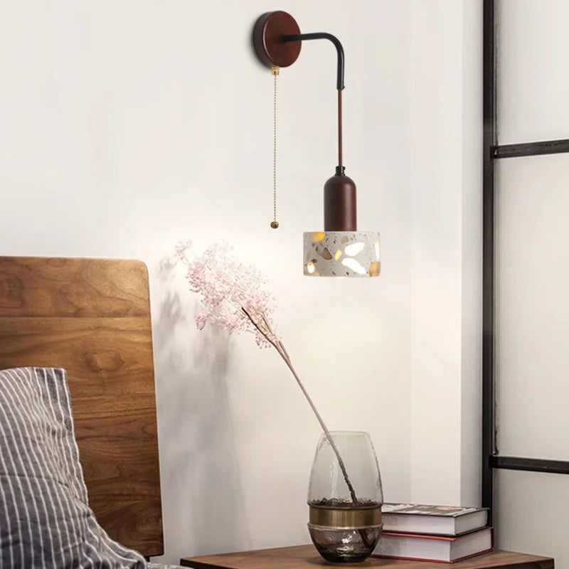 Axyaa Wabi Sabi Terrazzo LED Wall Lamp Pull Chain Switch Stair Light