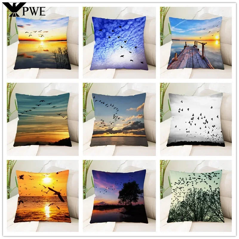 Axyaa Sea Waves Beach Pillowcase - Creative Office Car Home Lumbar Cushion Cover