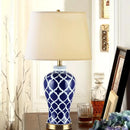 Blue Ceramic Lamp for Bedroom or Living Room Decor - Axyaa Brand