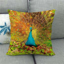 Peacock Linen Pillowcase by Axyaa: Vintage Animal Design for Sofa, Bed or Chair