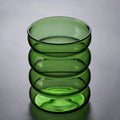 Axyaa Nordic Style Wavy Glass Tumbler Cup 340ml - Clear/Amber/Blue/Green - Drinkware 1 Piece