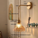 Axyaa Modern Flower Glass LED Wall Lamp - Pull Chain Bedroom Balcony Decor