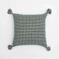 Axyaa Knitted Tassel Cushion Cover in Blue Orange Mustard Yellow Grey Ivory