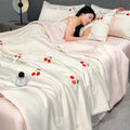 Axyaa Washed Ice Silk Summer Quilt Set - 4 Piece Cool Air Conditioner Bedding