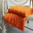 Axyaa Nordic Knit Throw Blanket with Tassel - Soft, Textured, Plaid Design