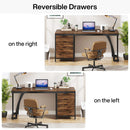Axyaa Industrial Computer Desk with 3 Reversible Drawers, 59-Inch Workstation & Study Table