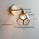 Axyaa Glass LED Wall Lights Pull Chain Switch Tiffany Style Bedside Lamp