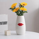 Axyaa Red Lips Ceramic Vase for Minimalist Floral Arrangements