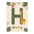 Nordic Jungle Animal Custom Name Rainbow Canvas Painting by Axyaa for Nursery Decor