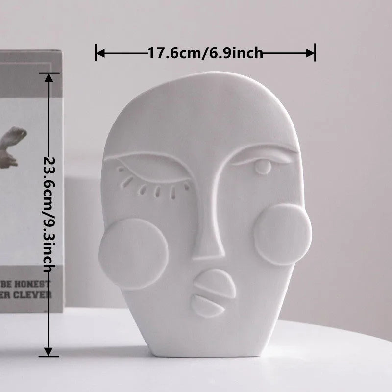Axya Ceramic Face Vase Set - Nordic Rustic Modern Room Decor for Home