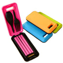 Axyaa Portable Travel Cutlery Set - 3 Pcs Camping Tableware Fork Spoon Chopsticks Picnic