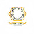 Axyaa Ceramic Square Salad Plate with Handles, Kitchen Utensil, Italian Pasta Plate