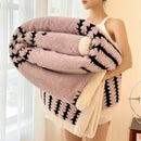 Axyaa Geometric Striped Fleece Blanket | Soft Plush Winter Throw Blanket