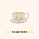 Axyaa Irregular Ceramic Mug Hand-painted Floral Heart Coffee Cup - 300ML