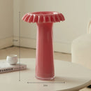 Axyaa Lotus Leaf Edge Pink Glass Vase - Decorative Art Flower Vessel