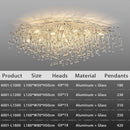 Axyaa Chrome Teardrop Crystal Ceiling Chandelier - Modern Luxury Branch Crystal Chandeliers