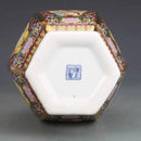 Axyaa Hexagonal Ceramic Enamel Porcelain Antique Entrance Vase