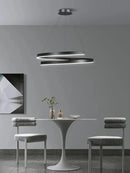 Axyaa Black Ring LED Pendant Lamp for Living Room, Bedroom, Kitchen - Modern Minimalist Chandelier