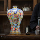 Axyaa Plum Design Cloisonne Enamel Ceramic Vase: Asian Style Home Decor & Table Centerpiece