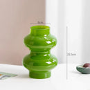Axyaa Green Glass Vase Hydroponics Plant Pot for Table Decoration Aesthetic Floral Room Decor
