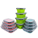 Axyaa Foldable Silicone Lunch Box Set - Microwave Safe & Portable