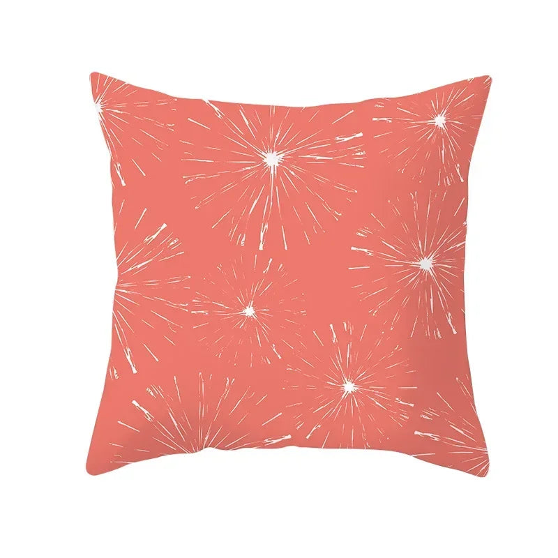 Axyaa Starfish Stripe Print Cushion Cover | Pink Coral Orange Home Decor Pillow Cover