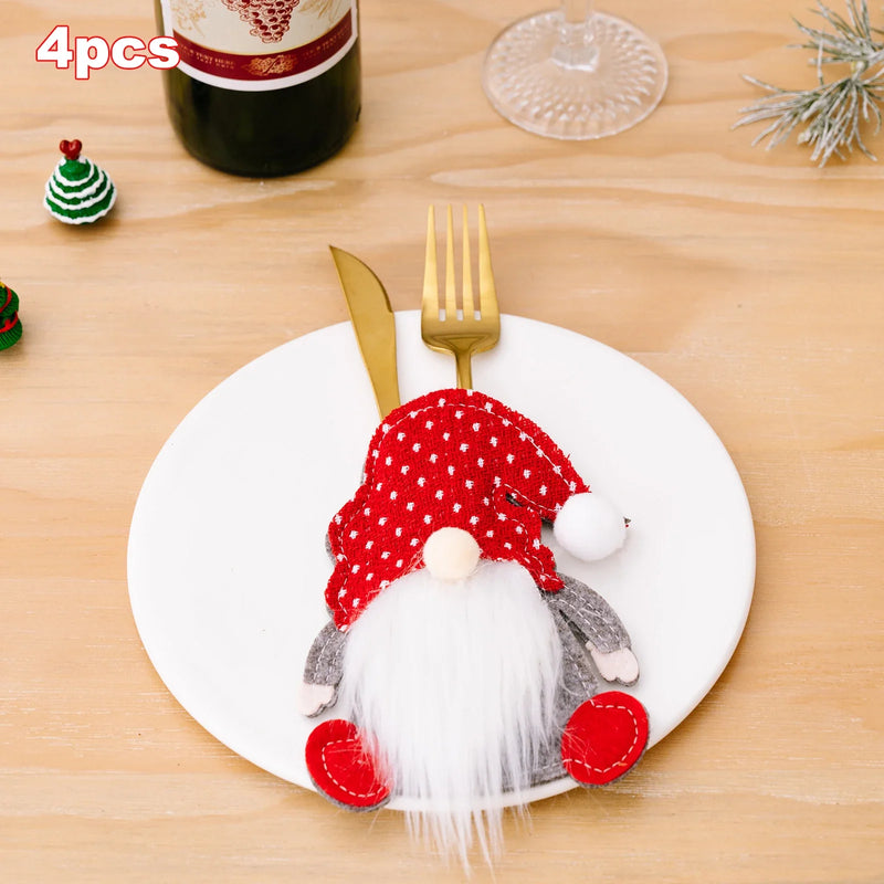 Axyaa Rudolph Christmas Cutlery Holder Set - Festive Tableware Decor