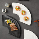 Axyaa Ceramic Sushi Platter Set, Striped & Irregular-Shaped Plates for Stylish Dining