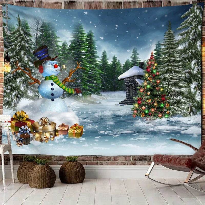 Axyaa Moose Wood Snow Tapestry Wall Hanging 200x150cm