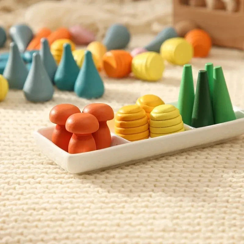 Axya Rainbow Blocks Set for Toddler: Creative Wooden Constructor Toy
