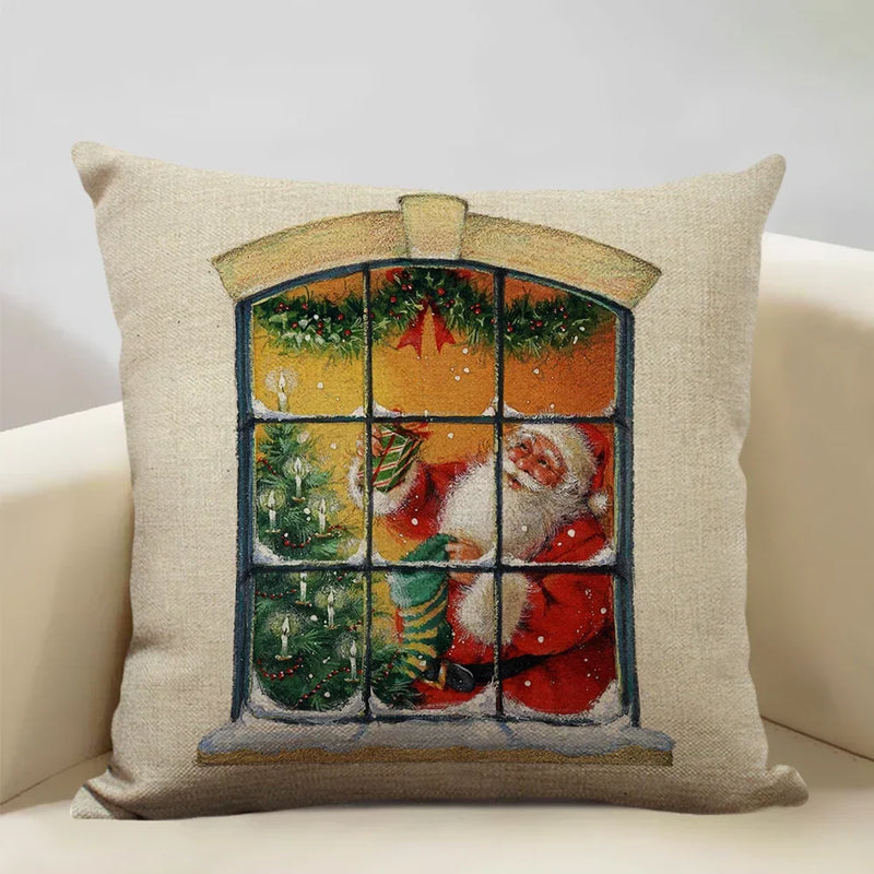 Axyaa Christmas Tree Santa Claus Cushion Cover 45x45cm