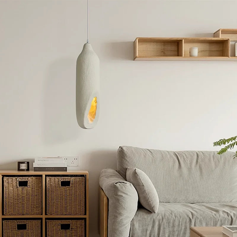 Axyaa Wabi Sabi Wind Chandelier: Handmade Cement LED Fixture for Creative Home Decor