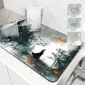 Axyaa Halloween Watercolor Draining Mat - Absorbent & Quick Dry Kitchen/Bathroom Drain Pad