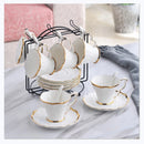 Axya Bone Coffee Set for 6 - Exquisite Cups, Saucers, Spoons & Holder