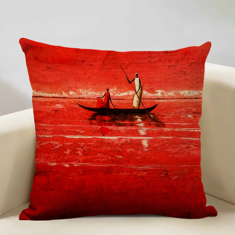 Axyaa African National Style Linen Cushion Cover 45x45cm for Sofa Decor and Artistic Home Decor
