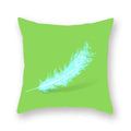 Axyaa Avocado Green Feather Print Pillow Cover 45x45cm