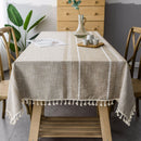 Axyaa Linen Tablecloth With Tassel, Dustproof & Thicken for Wedding Dining Table