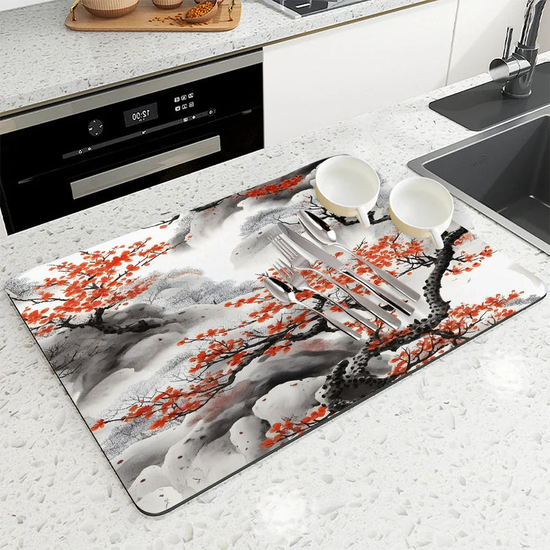 Meihua Scenery Large Kitchen Draining Mat by Axyaa