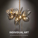 Axyaa Glass Shades LED Chandelier Metal Art Chain Hanging Lamp Fixtures