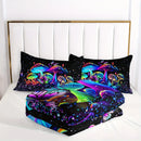 Axyaa Mushroom Sparkle Comforter Set - Colorful Botanical Fungus Duvet Set