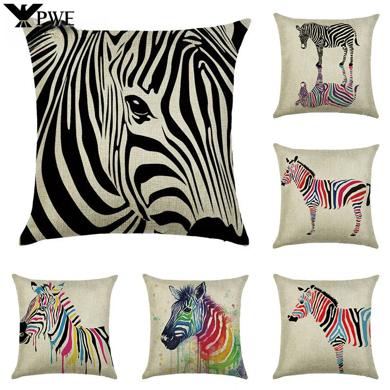 Axyaa Animal Linen Pillowcase for Bedroom Sofa Chair - Decorative Cushion Cover